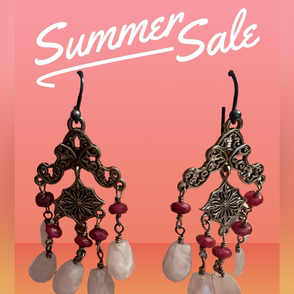 New studio barse bronze silver overlay chandelier earrings
